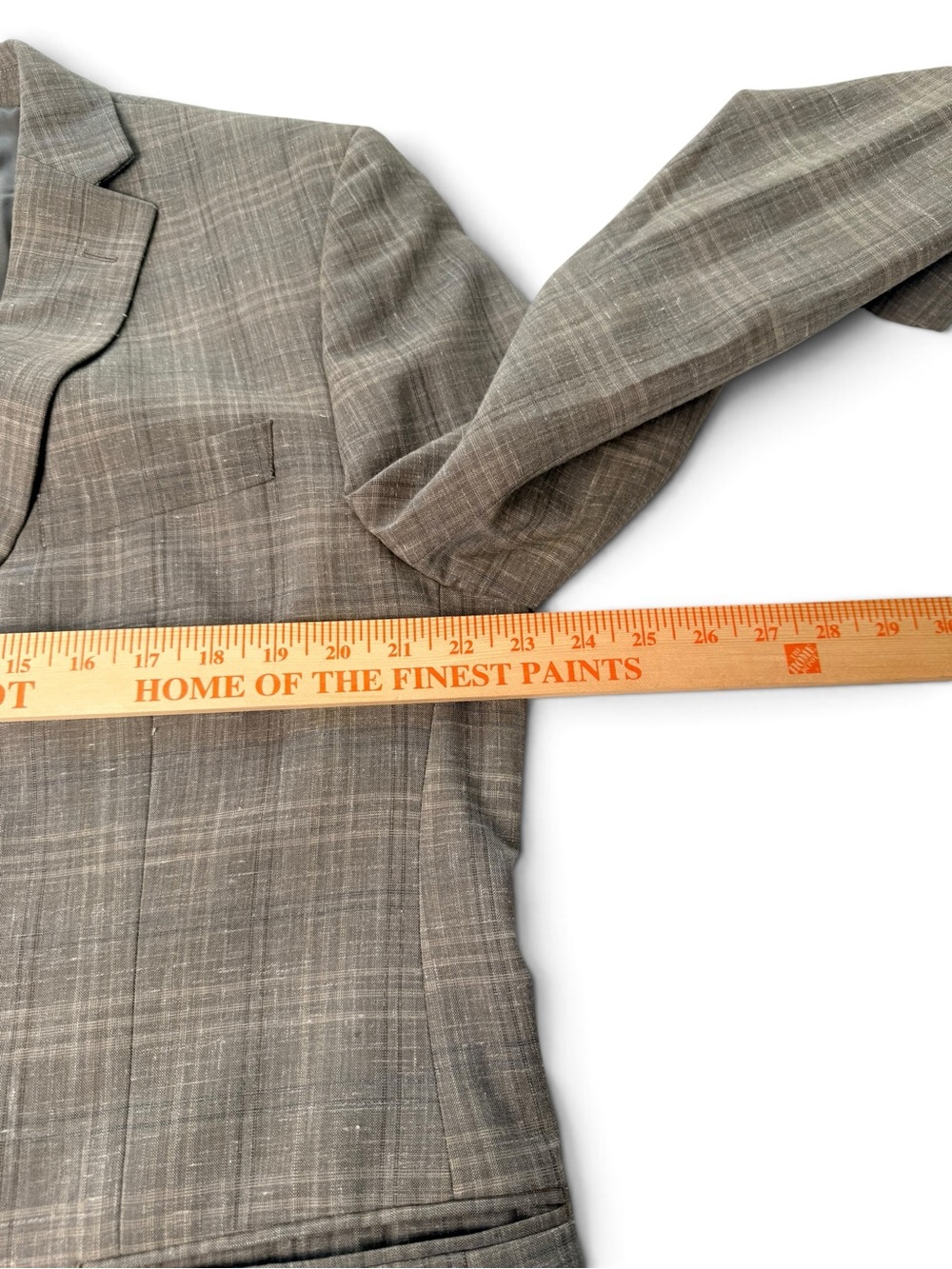 Calvin Klein Men’s Blazer 44R Gray Plaid Wool Linen Blend Sport Coat - Picture 8 of 10